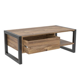 Hanah Home Mesa de Centro Industrial con Cajón en Pino Atlántico y Negro